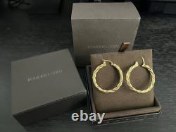 Roberto Coin Twisted 18K Yellow Gold Hoop Earrings 35mm Diameter Made in Italy
