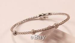 Roberto Coin Weave Woven 18k White Gold 3-station Diamond Bangle Bracelet