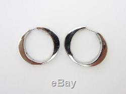 Roberto Coin Wide Flat Oval Hinged Hoop Earrings Rare and HTF 18k White Gold