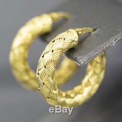 Roberto Coin Woven Silk Hoop Earrings in 18k Yellow Gold