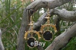 Roman Coin Earrings 22Kt Gold over Sterling Silver Etruscan Style Italian Made