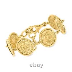 Ross-Simons Italian 18kt Gold Over Sterling Replica Coin Bracelet. 7 inches