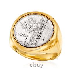 Ross-Simons Italian Andiamo 14kt Yellow Gold Over Resin 100-Lira Coin Ring