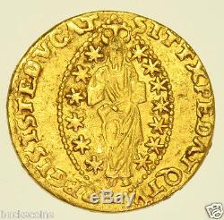 SCARCE ITALY, VENICE, ALVISE MOCENIGO I, ZECCHINI, (1570-1577) GOLD COIN aEF