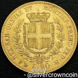 SCC Sardinia Gold 20 Lire 1860 F/P? Genoa. KM#146.2. Vittorio Emanuele ll. Coin