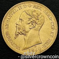 SCC Sardinia Gold 20 Lire 1860 F/P? Genoa. KM#146.2. Vittorio Emanuele ll. Coin