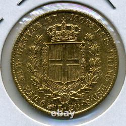 Sardinia 1847p Carlo Alberto Gold 20 Lire Km-131.2 Au