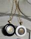 Set 2 QVC 14K Yellow Gold Italiana Repvbblica Lira Coin White Agate Onyx pendant