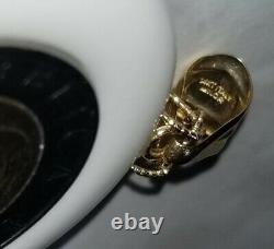 Set 2 QVC 14K Yellow Gold Italiana Repvbblica Lira Coin White Agate Onyx pendant