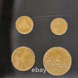Set 4 Coins Livres 1-2-500-50 IN Gold 18 KT 750 Box and Papers Listing