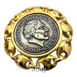 Signed Paolo Gucci Vintage 1960s Gold Italian Coin Clip On Earrings