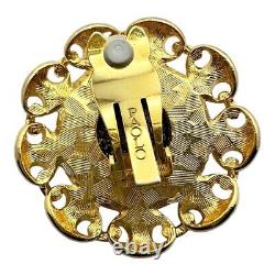 Signed Paolo Gucci Vintage 1960s Gold Italian Coin Clip On Earrings
