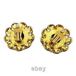 Signed Paolo Gucci Vintage 1960s Gold Italian Coin Clip On Earrings