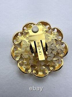 Signed Paolo Gucci Vintage 1960s Gold Italian Coin Clip On Earrings