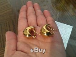 Signed ROBERTO COIN 18K Yellow Gold PUFFY GLOSSY EARRING HOOPS/ 8.4g