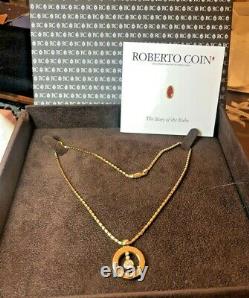 Signed Roberto Coin Cento Diamond 18k Gold O Pendant Chain Box ITALY APPRAISAL