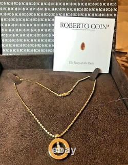 Signed Roberto Coin Cento Diamond 18k Gold O Pendant Chain Box ITALY APPRAISAL