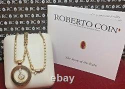 Signed Roberto Coin Cento Diamond 18k Gold O Pendant Chain Box ITALY APPRAISAL