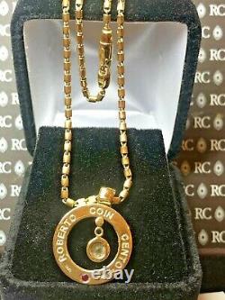 Signed Roberto Coin Cento Diamond 18k Gold O Pendant Chain Box ITALY APPRAISAL