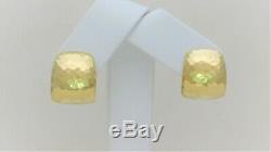 Signed Solid 18k Gold Roberto Coin Hammered Huggie Earrings