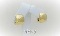 Signed Solid 18k Gold Roberto Coin Hammered Huggie Earrings