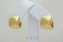 Signed Solid 18k Gold Roberto Coin Hammered Huggie Earrings