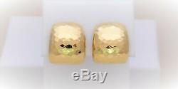 Signed Solid 18k Gold Roberto Coin Hammered Huggie Earrings