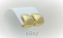 Signed Solid 18k Gold Roberto Coin Hammered Huggie Earrings