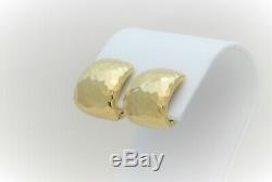 Signed Solid 18k Gold Roberto Coin Hammered Huggie Earrings