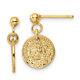 Solid 14K Yellow Gold Polished Coins Post Dangle Earrings 17mm Made In Italy
