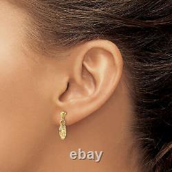 Solid 14K Yellow Gold Polished Coins Post Dangle Earrings 17mm Made In Italy