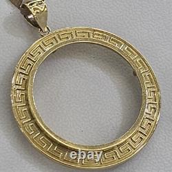 Solid 14k gold 20 pesos Coin Frame pendant Mexican bezel