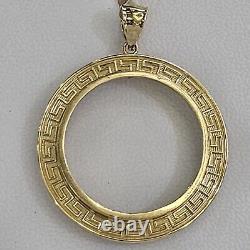 Solid 14k gold 20 pesos Coin Frame pendant Mexican bezel