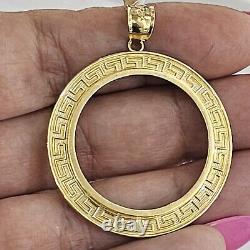 Solid 14k gold 20 pesos Coin Frame pendant Mexican bezel