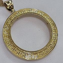 Solid 14k gold 20 pesos Coin Frame pendant Mexican bezel