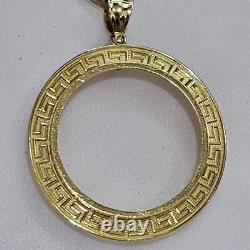 Solid 14k gold 20 pesos Coin Frame pendant Mexican bezel