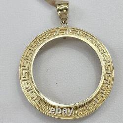 Solid 14k gold 20 pesos Coin Frame pendant Mexican bezel