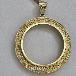 Solid 14k gold 20 pesos Coin Frame pendant Mexican bezel
