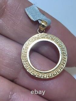 Solid 14k gold 2 pesos Coin Frame pendant Mexican bezel