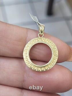 Solid 14k gold 2 pesos Coin Frame pendant Mexican bezel