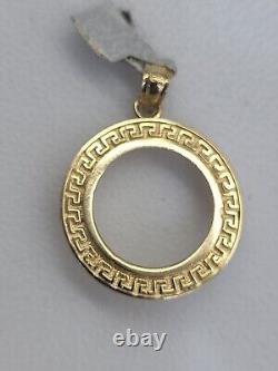 Solid 14k gold 2 pesos Coin Frame pendant Mexican bezel