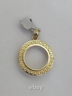 Solid 14k gold 2 pesos Coin Frame pendant Mexican bezel