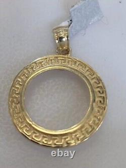 Solid 14k gold 2 pesos Coin Frame pendant Mexican bezel