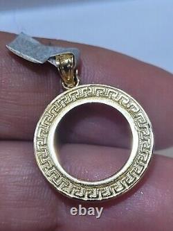 Solid 14k gold 2 pesos Coin Frame pendant Mexican bezel