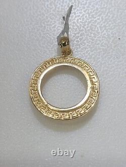 Solid 14k gold 2 pesos Coin Frame pendant Mexican bezel