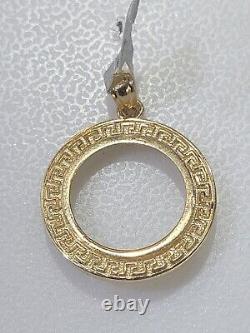 Solid 14k gold 2 pesos Coin Frame pendant Mexican bezel