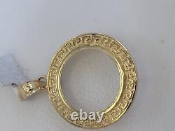 Solid 14k gold 2 pesos Coin Frame pendant Mexican bezel