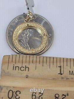 Solid 14k gold 2 pesos Coin Frame pendant Mexican bezel