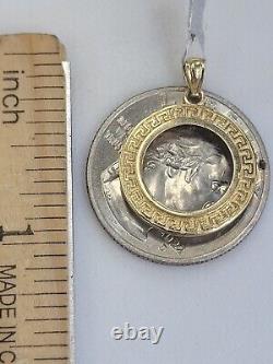 Solid 14k gold 2 pesos Coin Frame pendant Mexican bezel