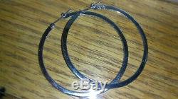 Solid 18k white gold Roberto Coin Italian large hoop earrings 8 grams